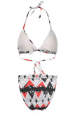 Blue Fashion Sexy Print Basic Swimwears