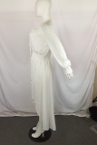 White Casual Solid Slit Off the Shoulder Irregular Dress Dresses