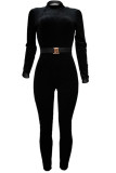Black Green Sexy Solid Polyester Long Sleeve O Neck