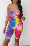 Yellow Fashion Sexy Tie-dyed Coloured drawing Sleeveless Slip Jumpsuits