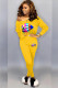 Yellow Celebrities Print Two Piece Suits pencil Long Sleeve