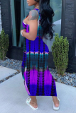 Red Sexy Print Patchwork U Neck Pencil Skirt Dresses