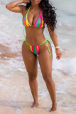 Colour Sexy Print Split Joint Swimwears