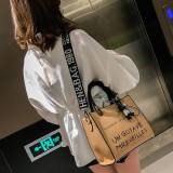 Silver Fashion Casual Letter Print Messenger Bag