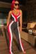 Red Casual Fashion Asymmetrical Patchwork Geometric Sleeveless Slip Jumpsuits