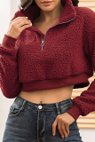 Camel Sexy Solid Patchwork Turndown Collar Tops