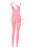 White Fashion Sexy Solid Hollowed Out Oblique Collar Skinny Jumpsuits