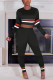 Black Fashion Casual Striped Patchwork O Neck Long Sleeve Two Pieces