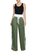 Army Green Casual Fashion Patchwork Flat Wide Leg Pants Midweight Pants