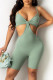 Green Fashion Sexy Solid Hollowed Out Backless V Neck Skinny Romper