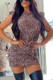 Brown Fashion Sexy Leopard Basic O Neck Printed Dress