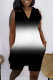 Black Fashion Casual Gradual Change Print Basic V Neck Regular Romper