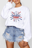 Grey O Neck Long Sleeve Letter Patchwork Print Burn-out Tops