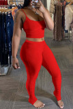 rose red Sexy Solid pencil Sleeveless Two Pieces