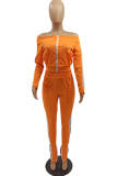 Grey Solid Patchwork Bateau Neck Long Sleeve Two Pieces