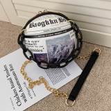 White Fashion Casual Patchwork Basketball Crossbody Bag
