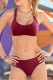 Burgundy Sexy Solid Split Joint Swimwears