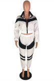 Wine Red Casual Sportswear Patchwork Basic Zipper Collar Long Sleeve Two Pieces