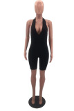 Apricot Sexy Casual Solid Backless Halter Sleeveless Skinny Romper