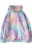 Pink Fashion Street Adult Print Tie-dye Hooded Collar Outerwear