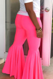 Fluorescent green Elastic Fly Sleeveless Mid Draped Solid Boot Cut Pants