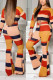 Orange Street Print Draw String O Neck Long Sleeve Two Pieces