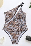 Leopard Print Fashion Sexy Print Hollowed Out Backless Swimwears