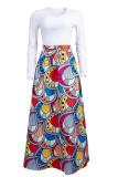 As Show Polyester Elastic Fly Sleeveless High Print Geometric Floral A-line skirt Pants