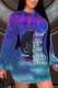 Blue Purple Sexy Casual Gradual Change Print Make Old Tie-dye O Neck Pencil Skirt Dresses