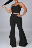 Red Sexy Casual Solid Backless Spaghetti Strap Sleeveless Two Pieces