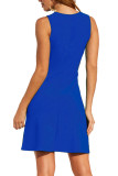 Blue Fashion Sexy Off The Shoulder Sleeveless O neck Step Skirt skirt Club Dresses