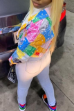 Multicolor Street Patchwork Cardigan Tops