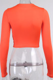 Blue Work Daily Solid Patchwork O Neck Mid Waist Tops