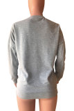 Grey O Neck Sequin Patchwork Patchwork Long Sleeve Sweats & Hoodies