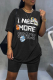 Black Casual Print Patchwork O Neck Short Sleeve Two Pieces