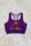 purple Fashion Sportswear Adult Print Vests U Neck Tops