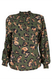 Green Fashion Casual Print Basic Turtleneck Tops