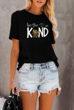 Black Fashion Casual Letter Print Basic O Neck T-Shirts
