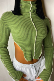 Green Street Solid Patchwork Turtleneck Tops