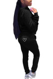 Green Fashion Sportswear Adult Letter Embroidered Letter Hooded Collar Long Sleeve Regular Sleeve Regular Two Pieces