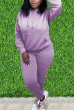 purple Sportswear Patchwork Solid Split Joint Hooded Collar Long Sleeve Regular Sleeve Regular Two Pieces