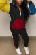 Black Fashion Casual Patchwork Basic Hooded Collar Long Sleeve Two Pieces