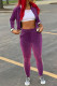 Purple Casual Print Zipper Collar Long Sleeve Two Pieces