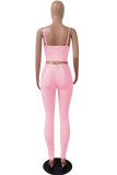 Pink Sexy Solid pencil Sleeveless Two Pieces