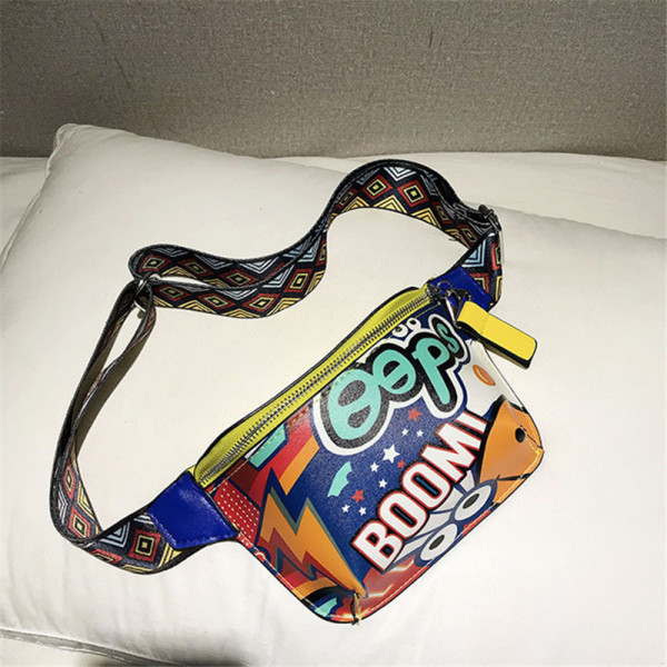 Yellow Fashion Casual Graffiti Print Chest Bag