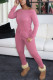 Pink Sweet Solid With Belt Bateau Neck Straight Jumpsuits