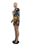 Multi-color Sexy Print Wrapped Skirt Dresses