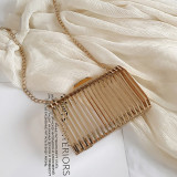 Champagne Fashion Patchwork Solid Chain Strap Crossbody Bag