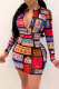 Black Sexy Print Split Joint O Neck Pencil Skirt Dresses