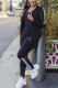 Black Casual Solid Patchwork Long Sleeve Two Pieces